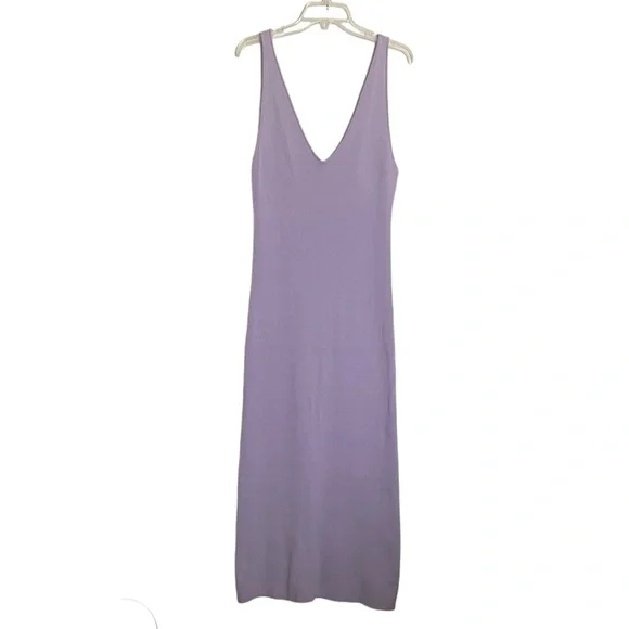 Free People Beach Daniela Lilac Ribbed Knit Low Back Midi/Maxi Dress NEW - Picture 5 of 9